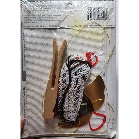 NOS Vtg Design for the Needle Counted Cross Stitch Angel Wreath Photo Christmas - Picture 2 of 3